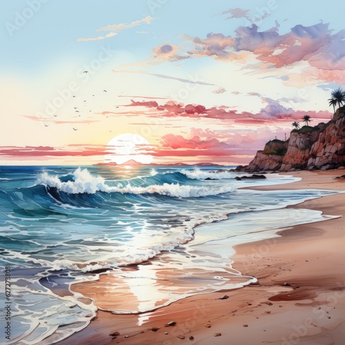 Beautiful Watercolor Sunrise Clipart