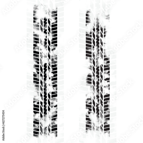 Black and grey halftone tire track silhouettes © longquattro