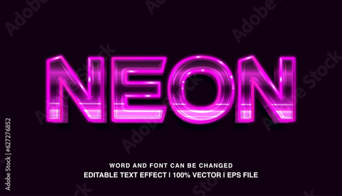 Neon editable text effect template, purple glossy neon light futuristic style typeface, premium vector