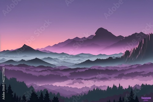 Mountains range landscape. AI generated illustration