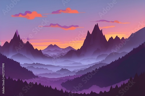 Mountains range landscape. AI generated illustration