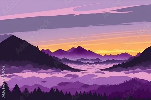 Mountains range landscape. AI generated illustration © vector_master