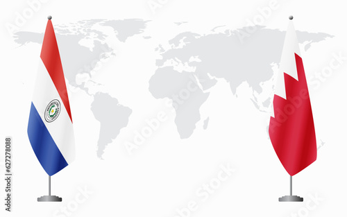 Paraguay and Bahrain flags for official meeting