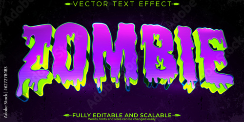 Horror zombie text effect, editable monster and scary text style