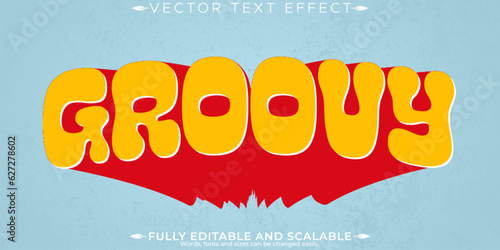 Groovy text effect, editable vintage and retro text style.