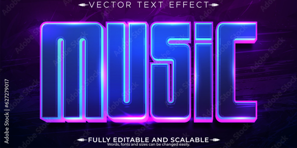 Fotografie Music text effect, editable disco and party text style