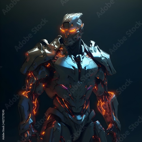 a robot with glowing armor