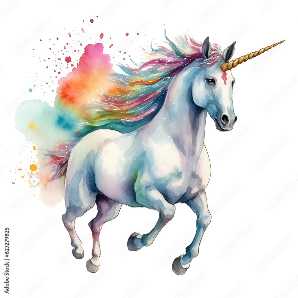 a watercolor of a unicorn