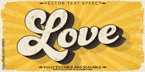 Retro, vintage text effect, editable 70s and 80s text style