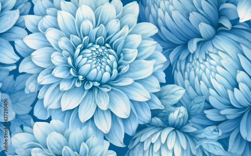 garden vintage background flower design seamless blue illustration leaf pattern floral. Generative AI.