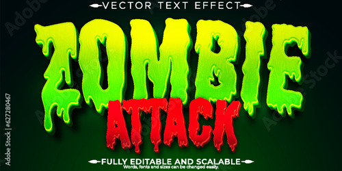 Zombie horror text effect, editable monster and scary text style