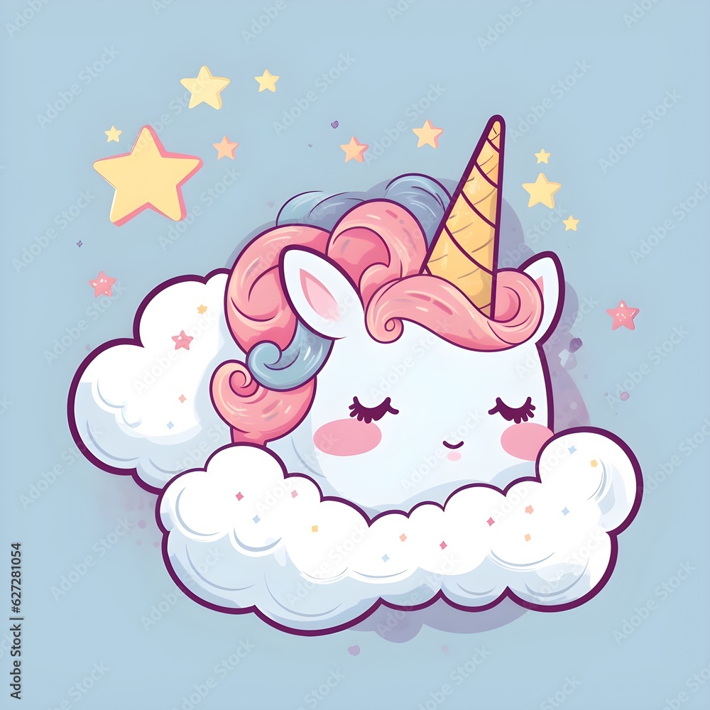 a cartoon of a unicorn on a cloud