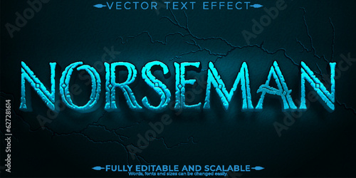 Editable text effect viking, 3d nordic and scandinavian font style