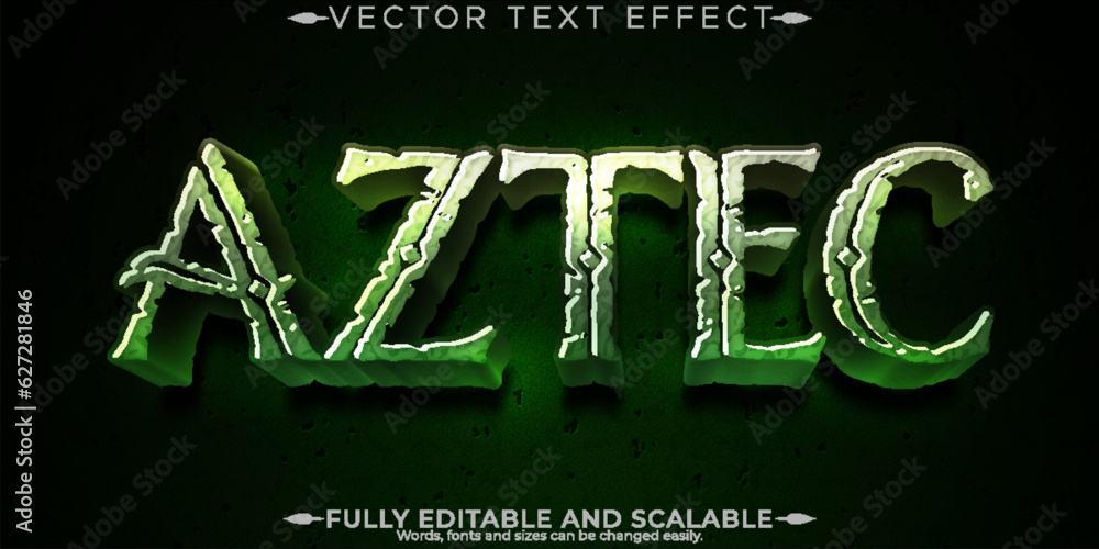 Aztec ruin text effect, editable maya and peru text style - obrazy, fototapety, plakaty 