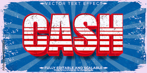 Editable text effect, cash american vintage retro text style