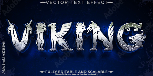 Viking nordic text effect, editable  celtic and medieval text style