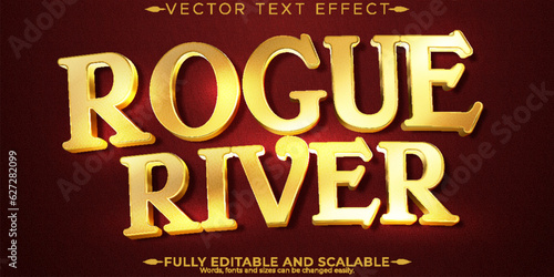 Golden vintage text effect, editable retro and old text style