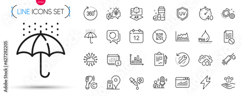 Pack of Wrong file, Recovery tool and Augmented reality line icons. Include Timer, Podcast, Trade chart pictogram icons. Website statistics, Recovery data, Medical drugs signs. Vector