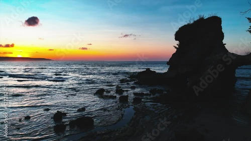 Rock formation at Watu Parunu, East Sumba, Indonesia during sunrise