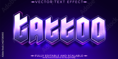 Tattoo text effect, editable vintage and artist text style