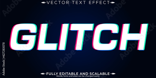 Glitch vhs text effect, editable error and hacker text style