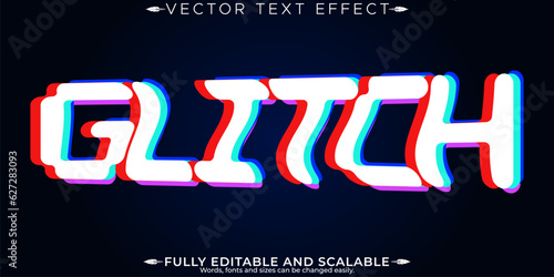 Glitch vhs text effect, editable error and hacker text style