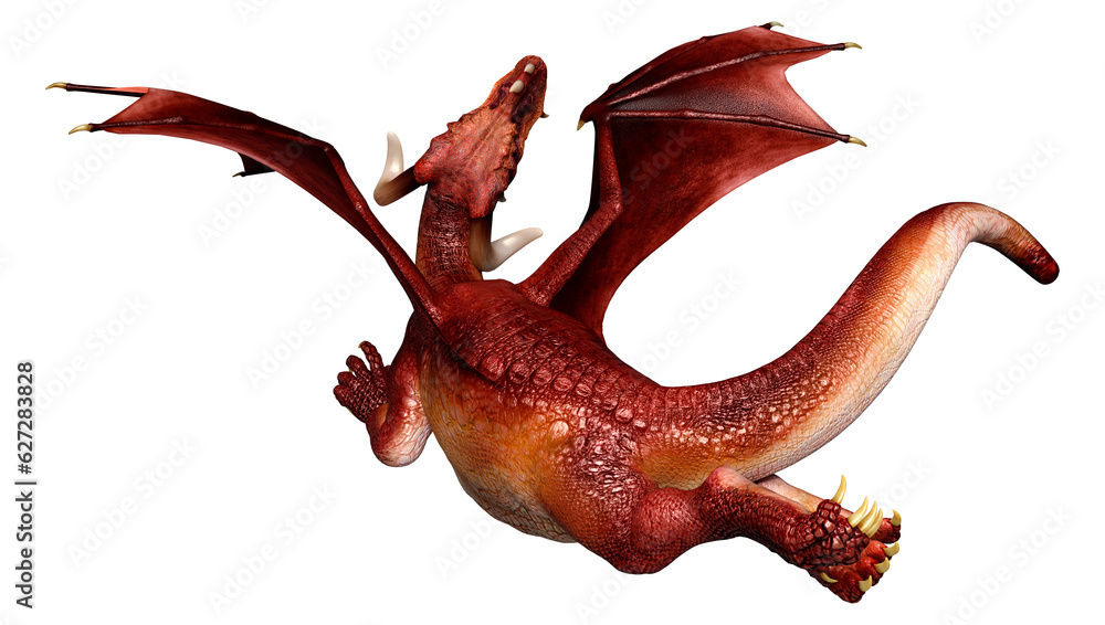 Fototapeta premium 3D Rendering Fairy Tale Dragon on White