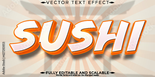 Sushi text effect, editable japan and food text style