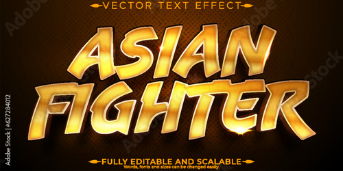 Fight asia text effect, editable karate and kungfu text style