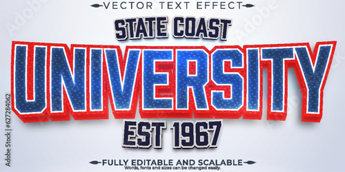 University retro text effect, editable sport and logo text style