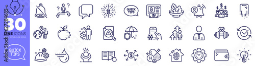 Salad, Smartphone recovery and User notification line icons pack. Vitamin h, Employee result, Food delivery web icon. Human, Fingerprint access, Mute pictogram. Salary employees. Vector