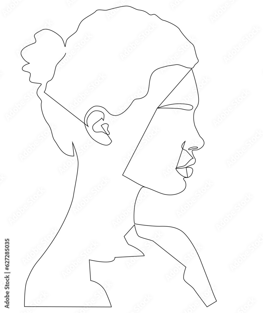 Portrait along the lines. Drawing in the style of one line.