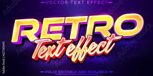 Vintage 80s text effect, editable retro future and cyber space text style
