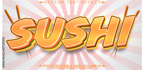 Sushi text effect, editable japan and food text style