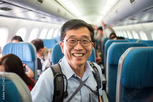 Air travel selfie: Onboard adventure, inside the passenger plane © viperagp