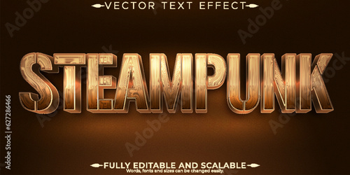 Steampunk text effect; editable history and old text style