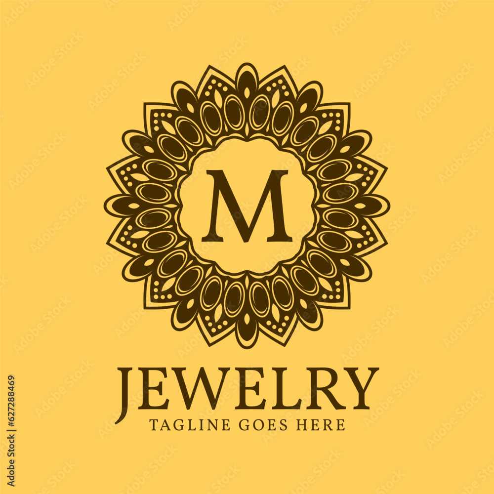 Fototapeta premium letter M circular vintage border initial vector logo design