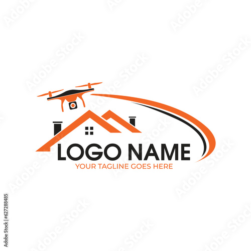 house and drone logo design