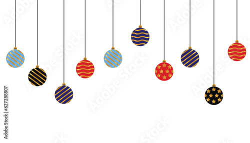 christmas balls hanging on rope vector eps 10