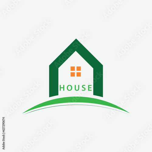 Vector green eco house logo concept