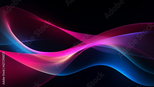 dark dark background with bright blue and pink lines, colorful curves, sabattier filter, vibrant colorscape, rim light photo