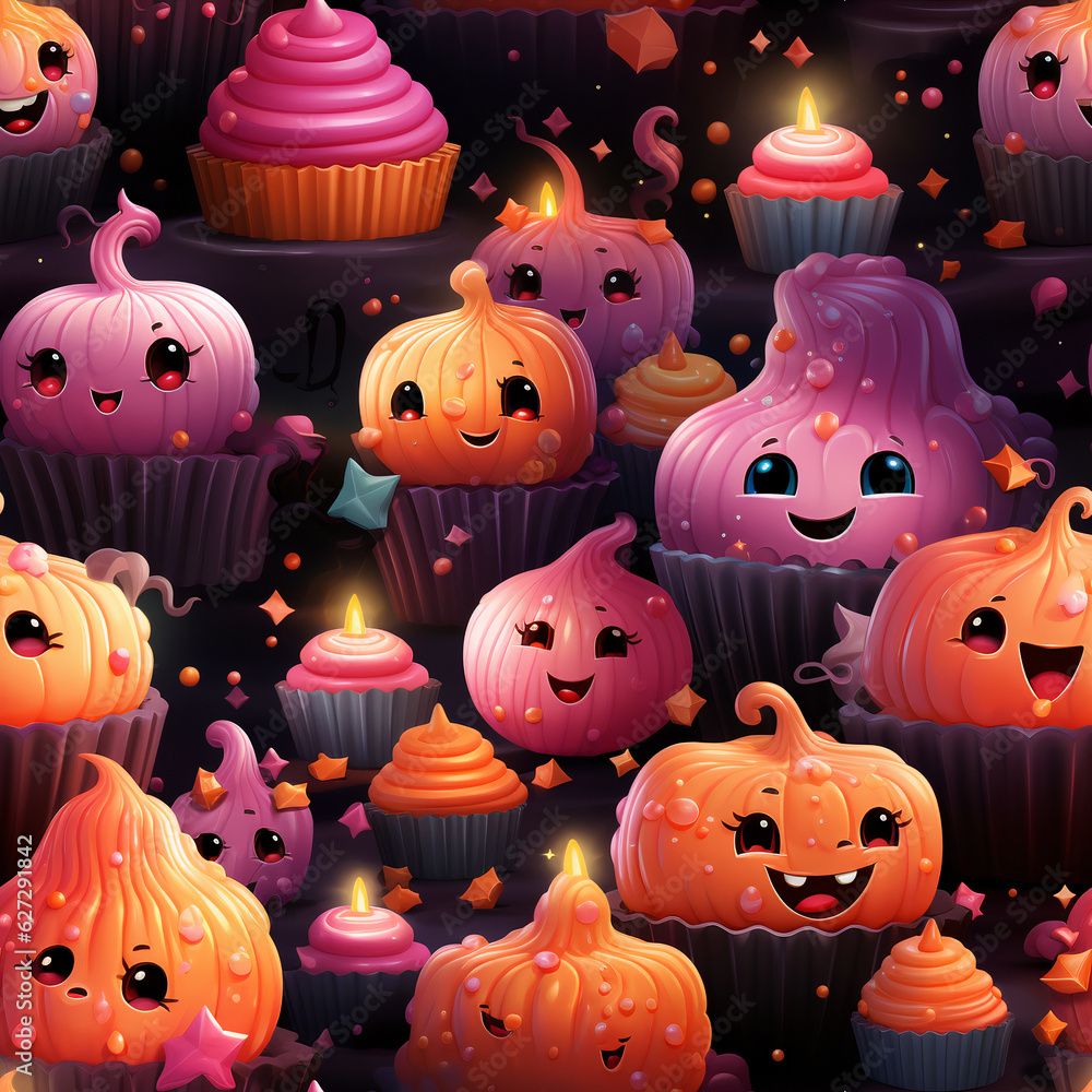 Obraz premium Halloween Funny Pumpkins Seamless background
