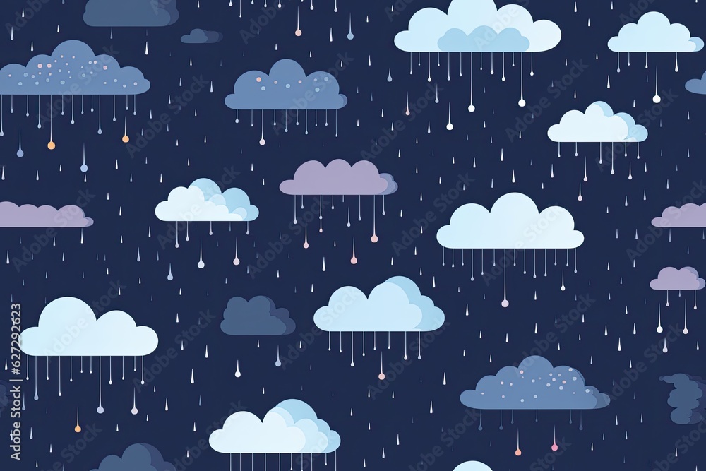 fluffy rainy cloud night background seamless illustration fluffy rainy cloud night background seamless illustration