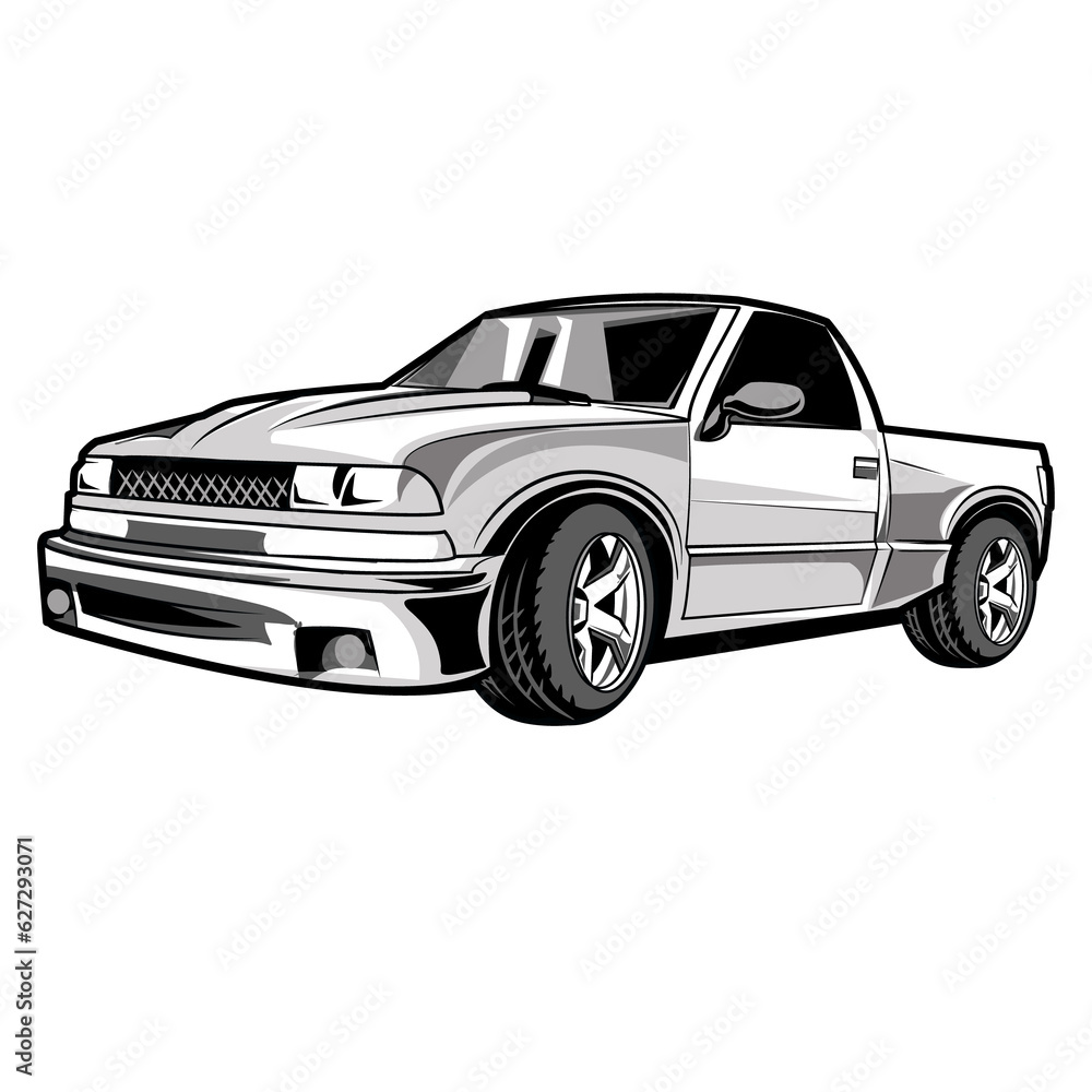 black and white car illustration 1