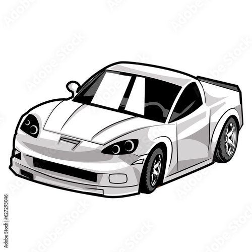 black and white car illustration 2 © raka