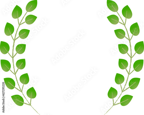 緑の葉っぱのリースのベクターフレーム画像