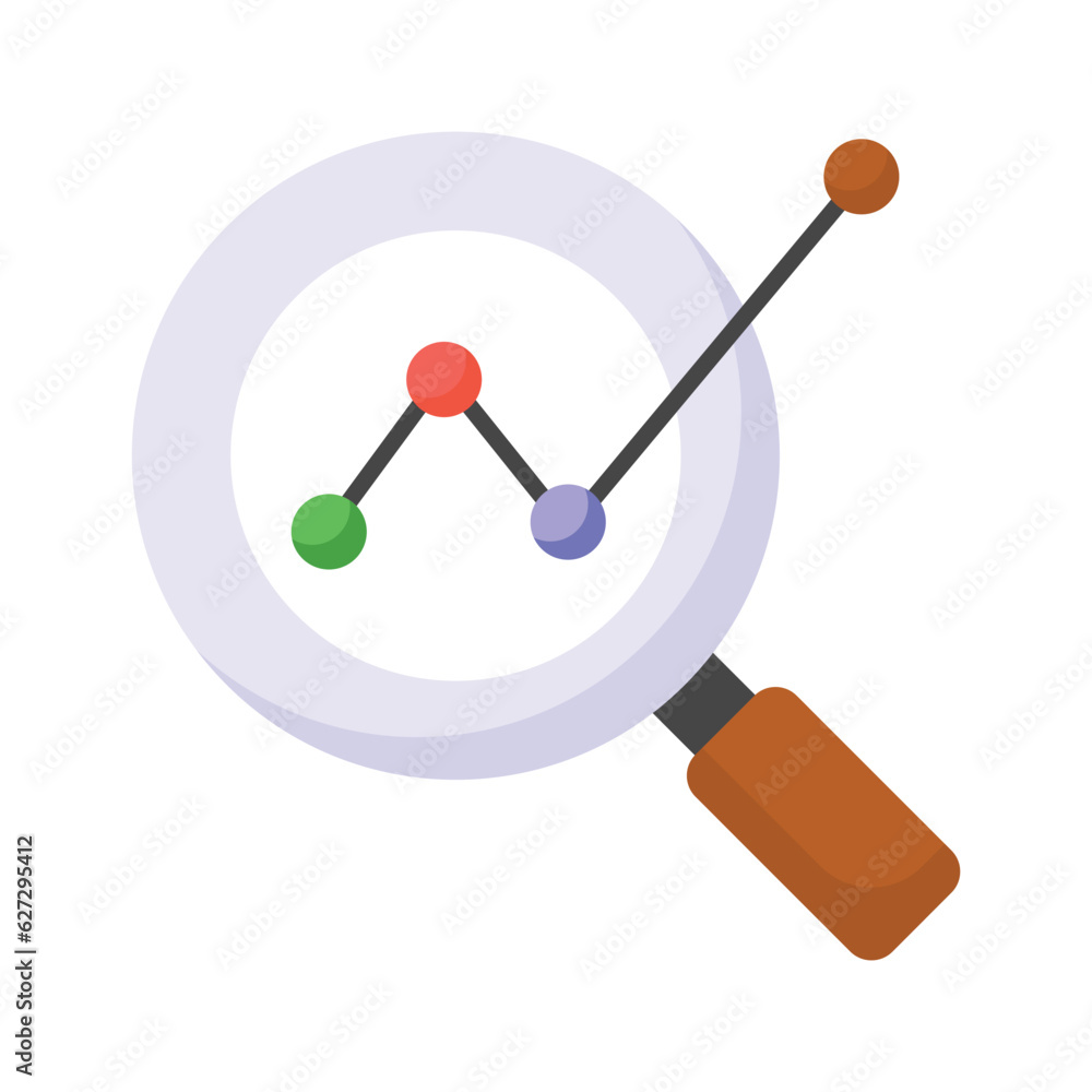 Growth chart under magnifier depicting vector design of business analysis Growth chart under magnifier depicting vector design of business analysis