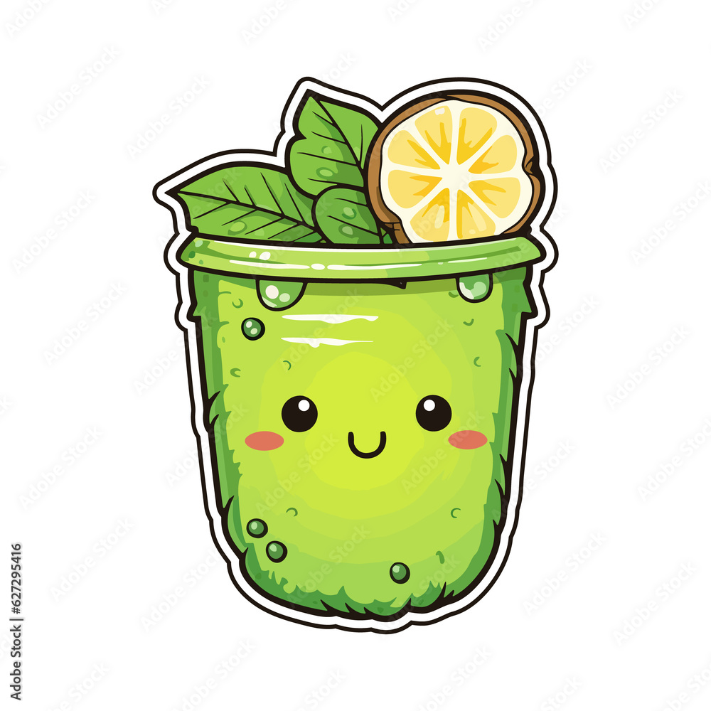 028. kiwi lemonade sticker cool colors kawaii clip art illustration