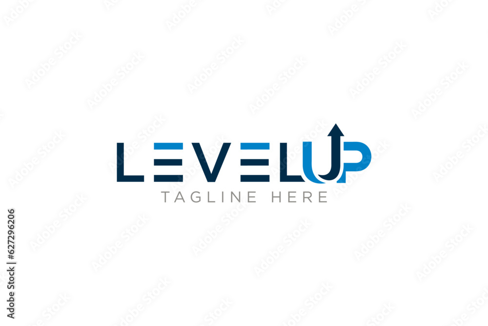 Creative Level Up Typography Logo design with arrow combination