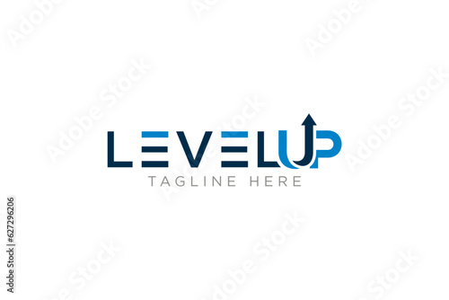 Creative Level Up Typography Logo design with arrow combination